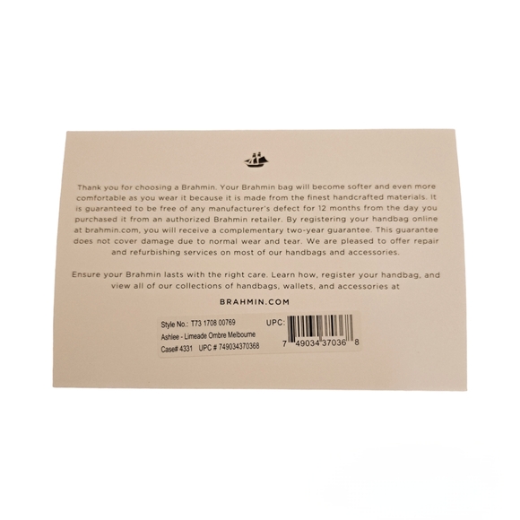 Brahmin Ashlee Limeade Ombre Melbourne Genuine Leather Tote - Picture 10 of 10